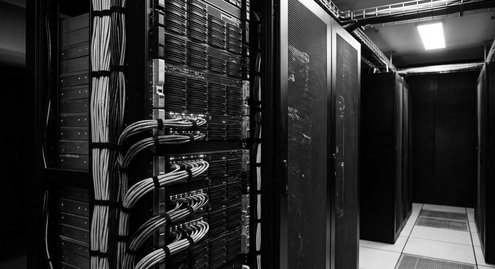 Primer plano de un rack de servidores